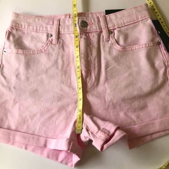 Wild Fable Barbiecore High Rise Light Pink Acid Wash Cuffed Hem Jean Shorts 0/25 - Picture 11 of 12